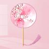 Chinese Fan with Pendant Handhelds Inks Painting Fan Tassels Round Silk Fan