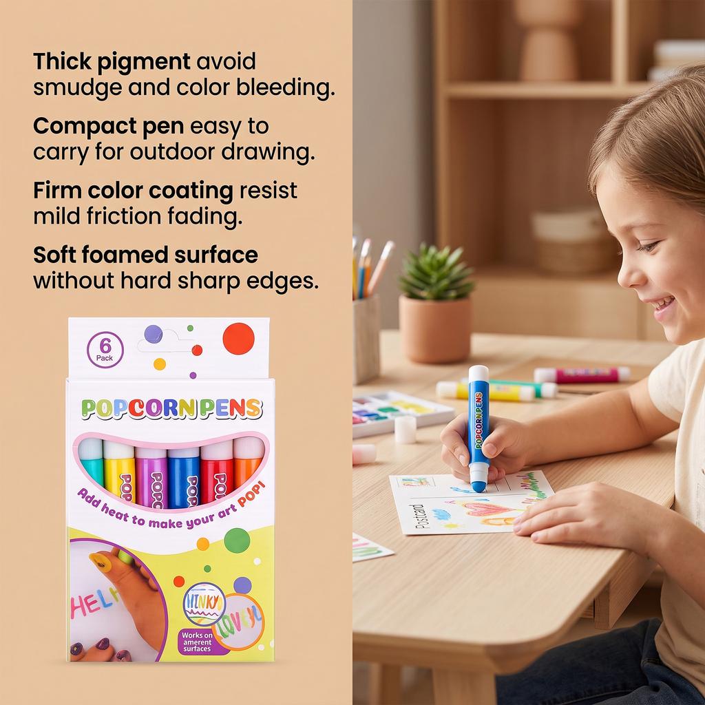Popcorn Puff Paint Pen 3D Dimensional Drawing Pen Smooth Coloring Creative Decor for Notebooks Greeting Cards Versatile Art Marker