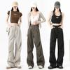 Overalls women's spring new design sense loose gray straight fleece casual sports pants