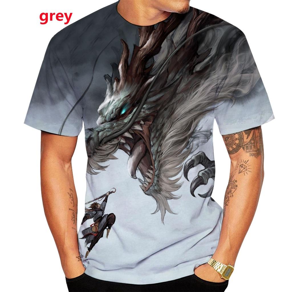 

Men s new 3D printed dragon T-shirt men s and women s T-shirt casual animal plus size T-shirt top XS