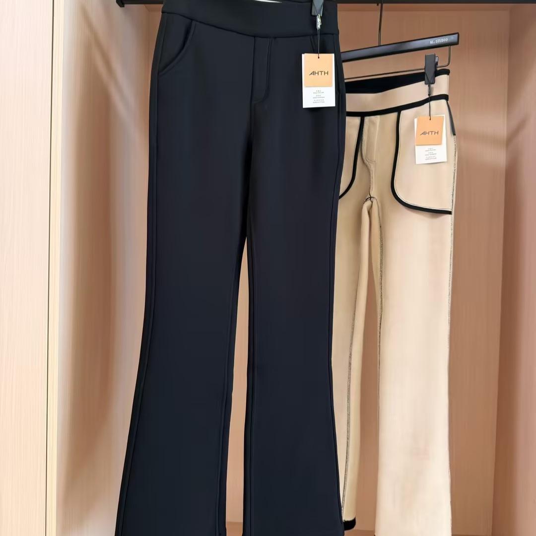 

AHTH Fleece-Lined Slimming Bell Bottom Pants L чёрный