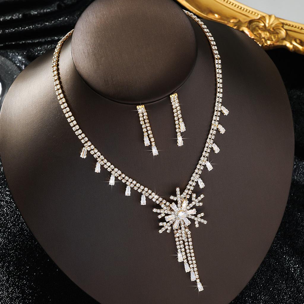 Accessories Full Of Zircon Bridal Jewelry Set Temperament High-End Earrings Necklace Jewelry Set