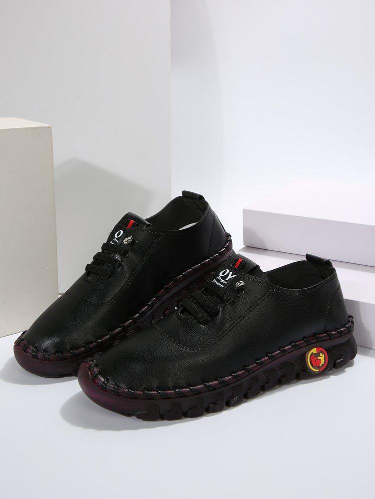 Sneakers Damenschuhe Leder Slipper Schuhe für Damen Bequeme Slipper Handgenähter Faden Zapatillas De Mujer