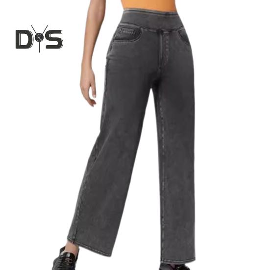 

Женские джинсы, эластичные, с высокой талией, облегающие, слегка расклешенные, широкие, длинные джинсовые брюки с карманами, однотонные джинсы 2XL темно-серого