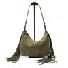 Vintage Fringed Suede Hobo Bag Large Capacity Shoulder Crossbody Versatile Soft Underarm