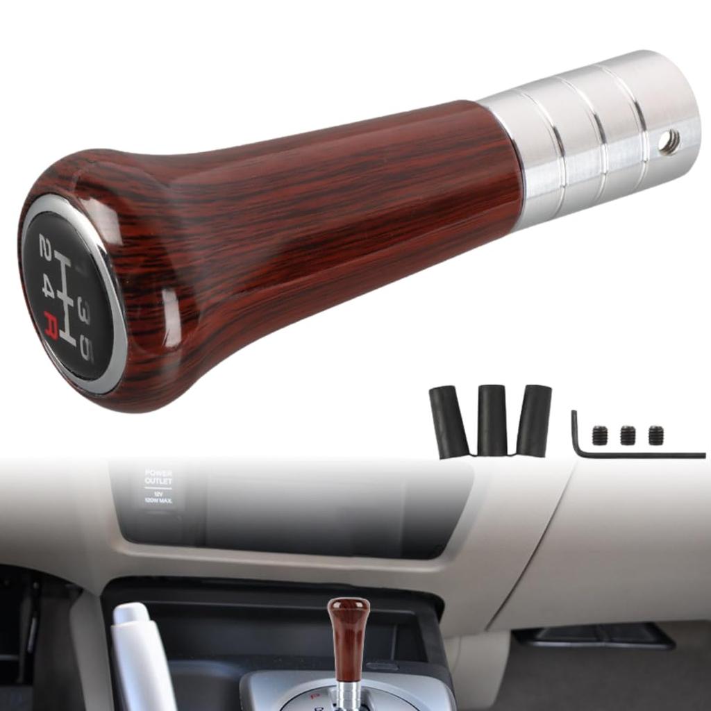 RekiLife Shift Knob mt 5 Speed Woodtone Round Old Car Retro Manual General Purpose Brown (Slim)