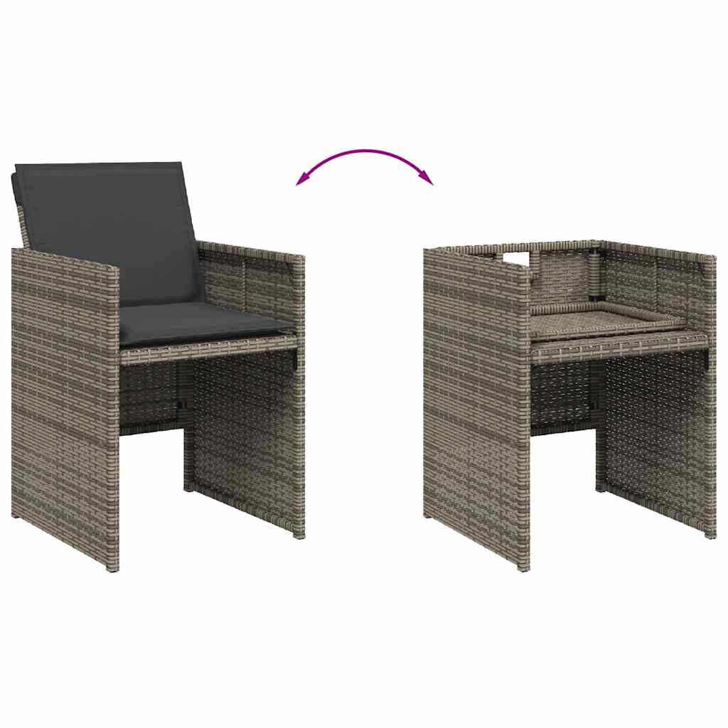 Vidaxl 15-Cz. Garden Furniture Set With Cushions, Grey, PE Rattan