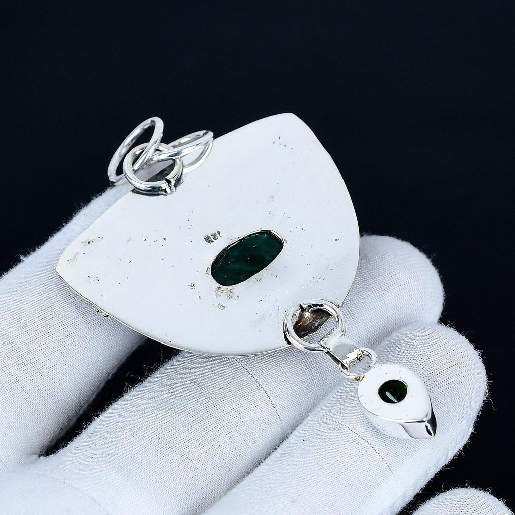 Emerald Pendant, 925 Sterling Silver Handmade Jewelry, Green Tourmaline Silver Pendant, Party Wear Jewelry For Women's, Pendant New Year Gift