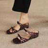 Krazing Pot Microfiber Med Heels Polka Dot European Design Outside Slippers Flip Flop Summer Size 43 Size 42  Women Sandals