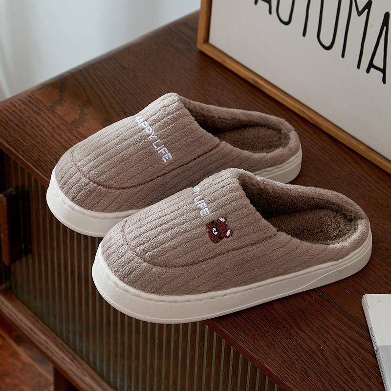 Cotton slippers women's indoor household thick-soled non-slip couple velvet warm bag head confinement shoes