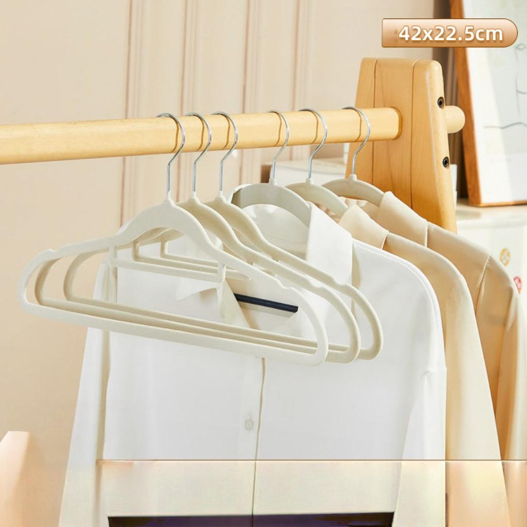 

10 pieces Plush hangers for home use, anti slip, non marking, anti shoulder corner, drying clothes for both dry and wet use 42x22.5cm розовый