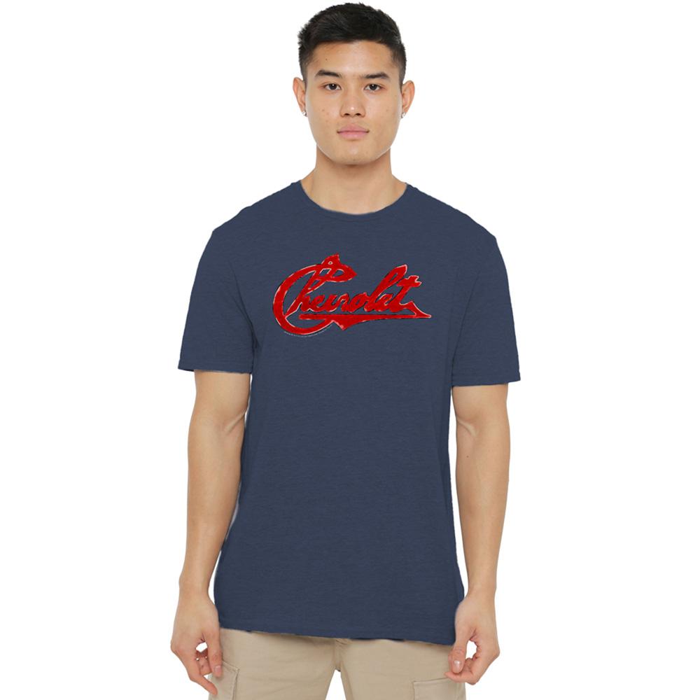 Chevrolet Unisex Adult Script Distressed Heather T-Shirt