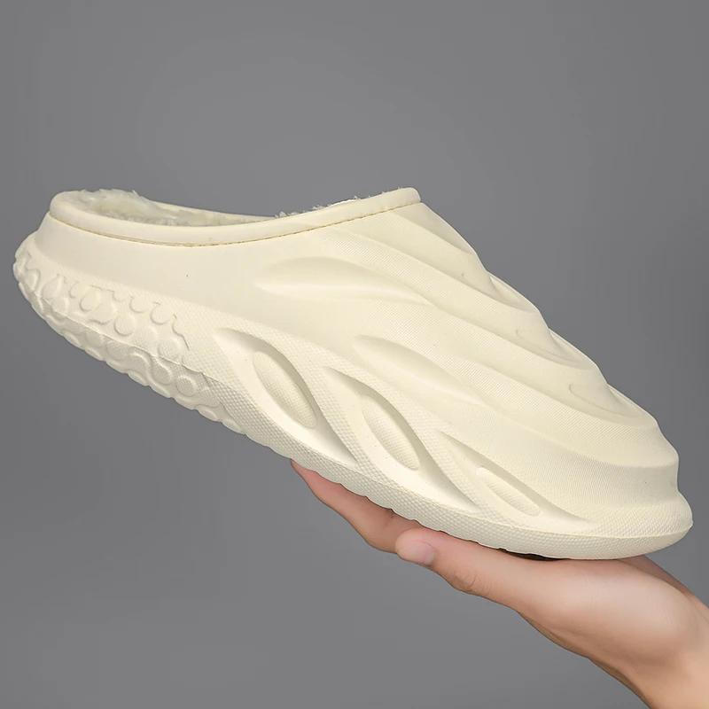 

Зимние тапочки для мужчин, новые модные нескользящие прочные подошвы, мужская обувь, дышащие, удобные, водонепроницаемые, домашние, волосатые мужские тапочки 36-37 бежевый