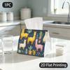 1pc Tissue Box, Cartoon Llama Cactus Cheerful Pattern, 2D Flat Printing, Polyester Fabric, Can Be Washed, Tissue Container, for Automotive Use