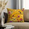 1Pc Bright Yellow Background Bird & Flower Oil Painting Themed Printed Throw Pillow Cover, Suitable For Sofa,Bedroom,Living Room