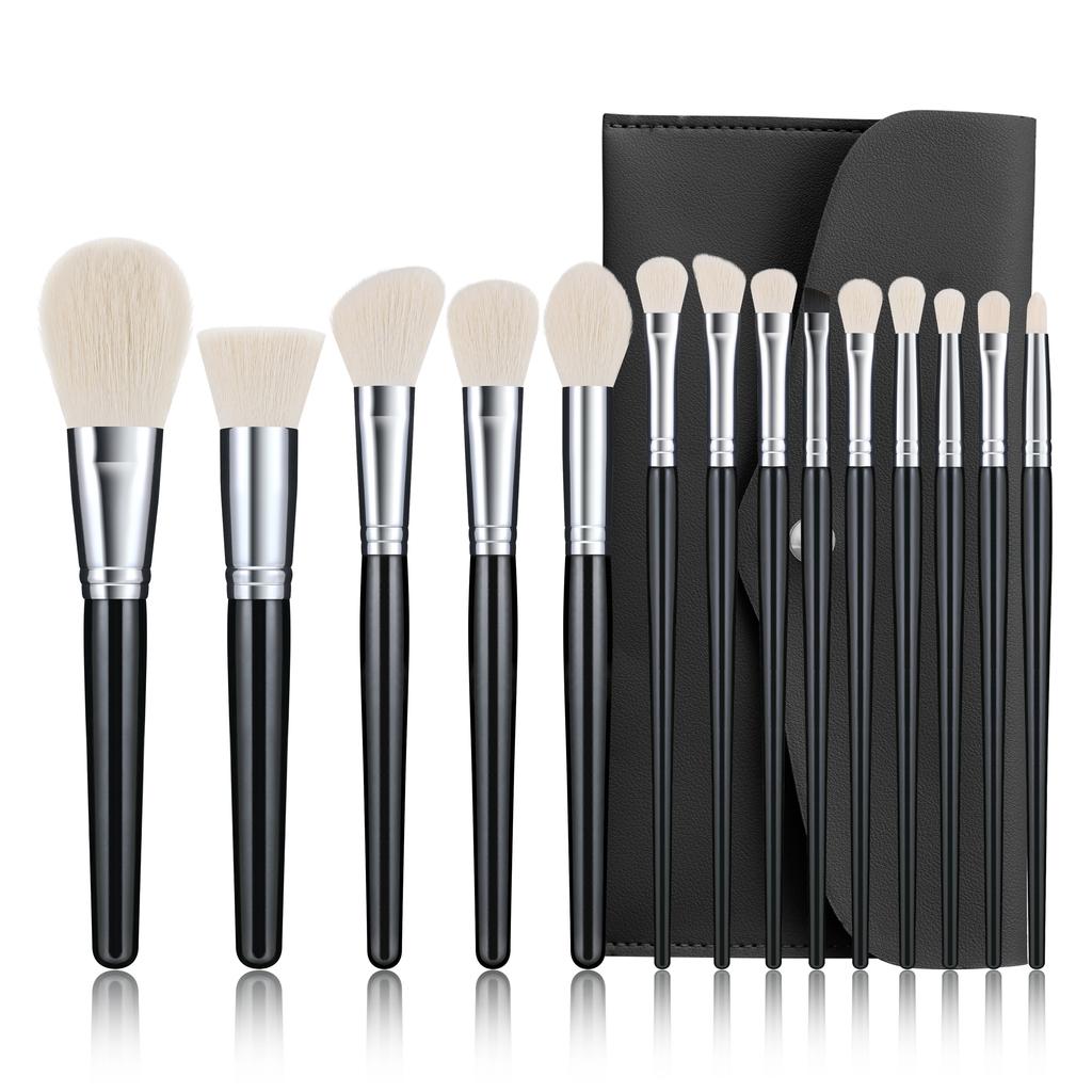 Professional White/Black Vegan Makeup Brushes Kit Private Label Luxury Cosmetic Foundation Travel Makeup Brush Set With Case
