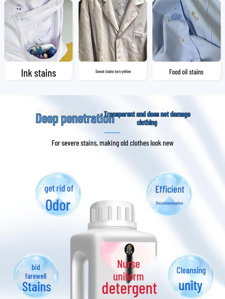 White Coat Detergent: Stain Remover for Uniforms – Removes Medicine & Ink Stains, Cleans & Whitens In One Soak