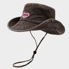 Japanese Retro Washed Cowboy Hats for Women Spring Summer Outdoor Camping Sun Protection Sweet Pink Love Bucket Caps