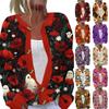 Women's Halloween Print Long Sleeve Knit Button Front Cardigan