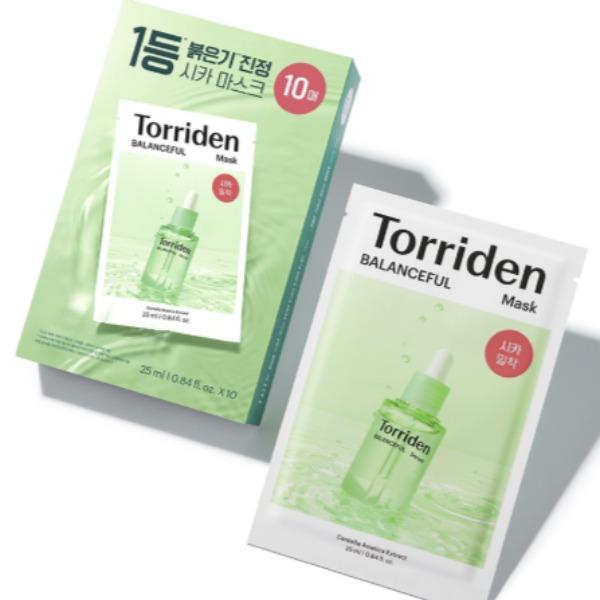 Torriden Balanceful Cica Calming Korean Sheet Mask for Sensitive, Redness-Prone & Acne-Prone Skin (10 Sheets)