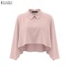 ZANZEA Women Muslim Casual Round Neck Solid Color Long Sleeve Loose Dress