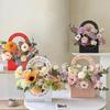 1Pc Paper Flower Basket Flower Wrapping Box Gift Bag For Wedding Birthday Christmas Party Flower Bouquet Decor Supplies