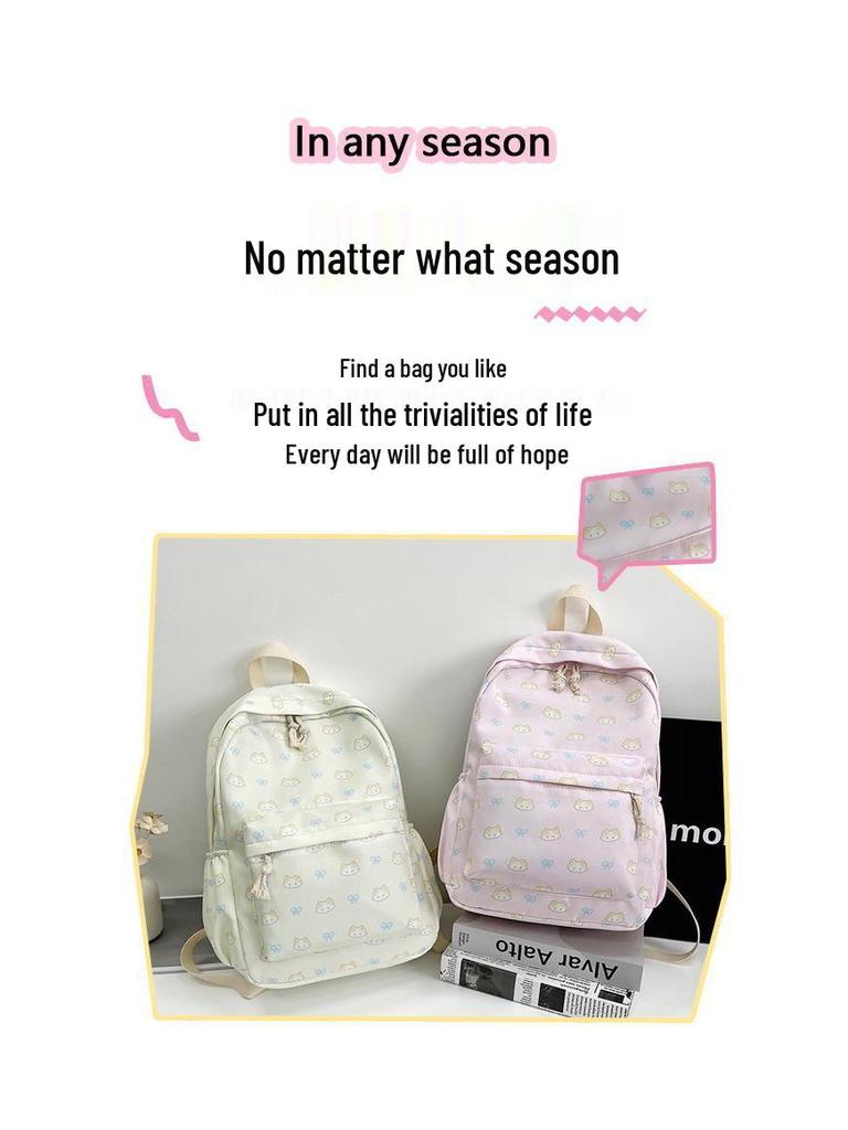 Charming Floral Bowknot Backpack for Students: Junior High, High School, and College