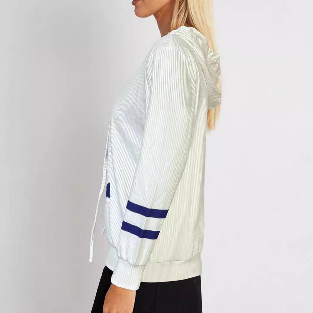 Women's Long Sleeve V-Neck Casual Printed Button Hooded Sweatshirt