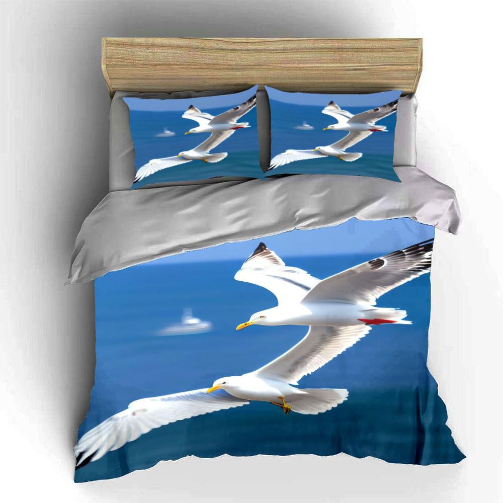 Set Gabbiani Decorazione Costiera Morbido Confortevole Copripiumino Set Biancheria da Letto Incluso 1*Copripiumino & 2*Federe, Regalo
