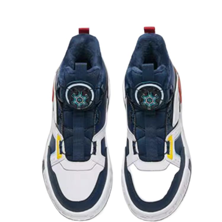 Anta Kids Synthetic Leather Comfortable Cotton Shoes Kids Shoes Anta-White Deep-Shadow-Blue Bathing-Blue 312446920