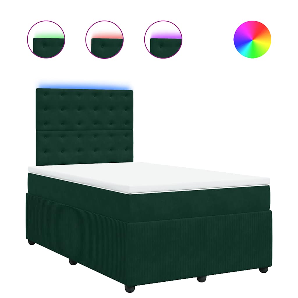 Box Spring Bed with Mattress Dark Green 120 x 200 cm Velvet
