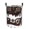 1pc, Dokriy, White Background with Metal Claw Skull Design, Chain Art Storage Basket, Foldable Laundry Basket, Black Reinforced Handle, Suitable for S