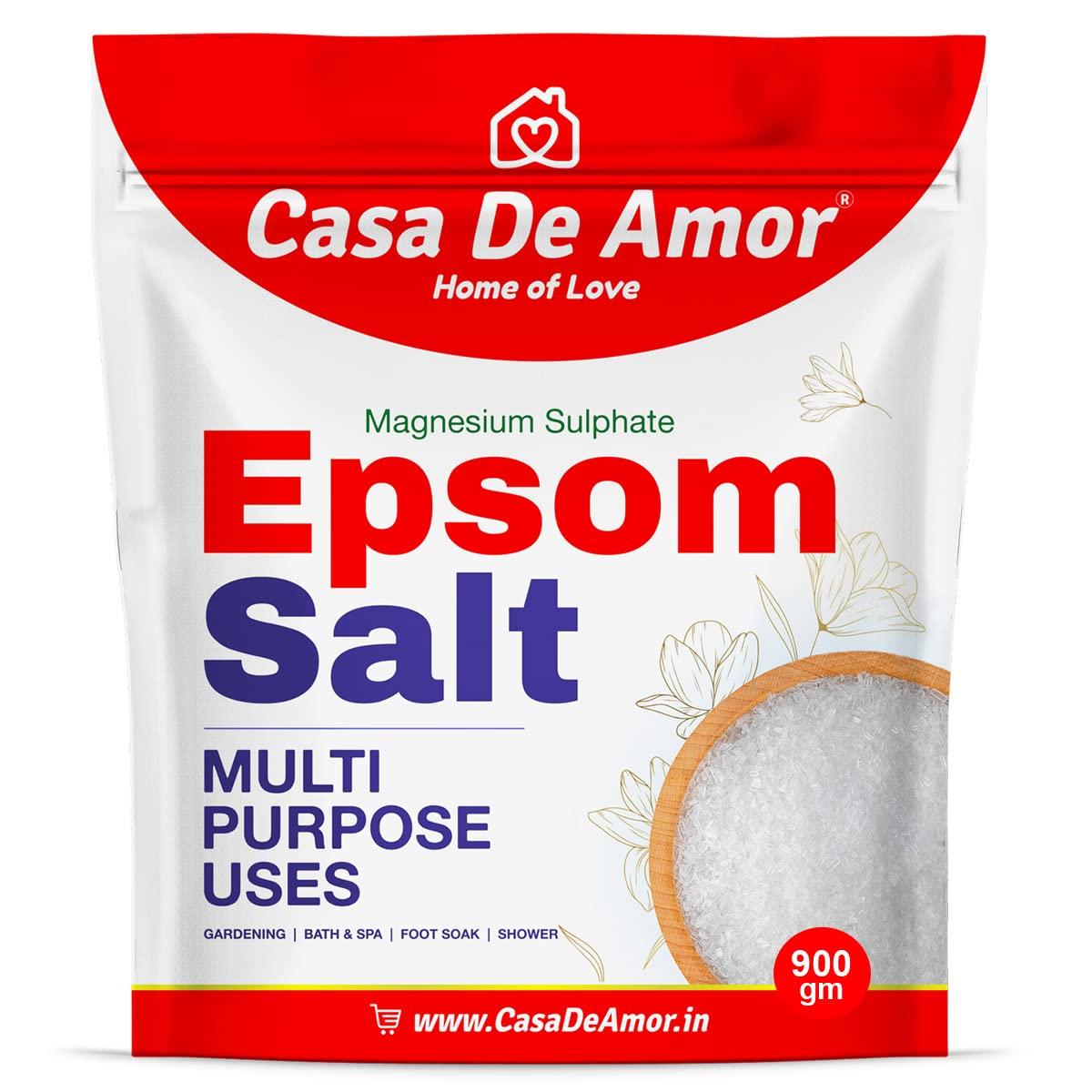 

Casa De Amor Premium Epsom Salt for Soothe Muscles, Rejuvenate Skin, and Boost Plant Growth, Body to Soak, Refresh & Garden (900 gm)