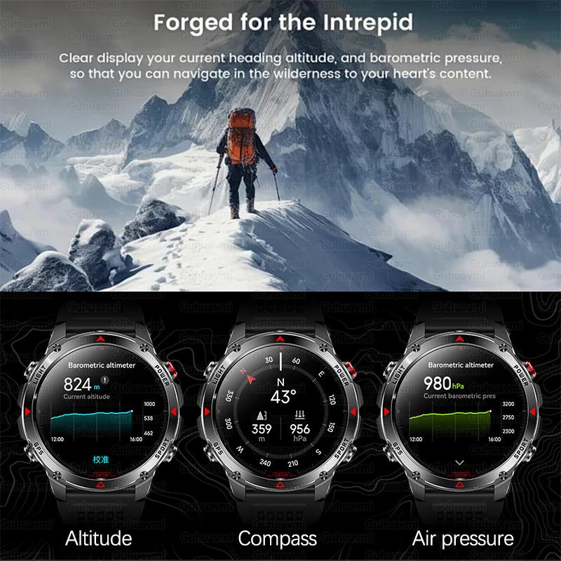 New Men's smartwatch 30 Meter Waterproof Dual-band GNSS Compass Health Tracking Military Outdoor Sports GPS Smart Bracelet