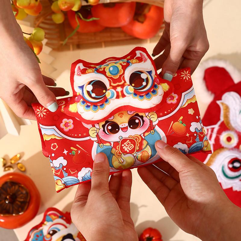 Adorable 2025 Snake Year Fabric Red Packet Bag Perfect For Children's Lunar New Year