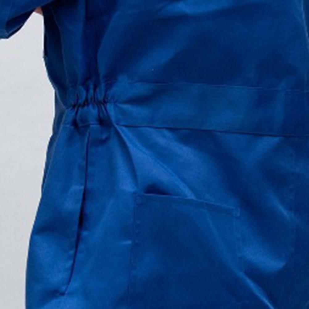 Unisex Work Overalls Hooded Drawstring Wear-resistant Reflective Zipper Work Clothes Loose Pockets Safety Worker Coveralls