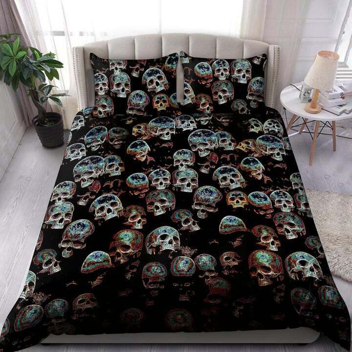 Black SKULL Bedding Set Soft Duvet Cover Bed Clothes Gift