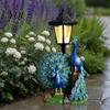 Outdoor Yard Art Decorations Peacock Solar Light Decor, Garden Statue with Lantern for Powered Patio Ornaments Lawn Pathway Landscape Decoration,