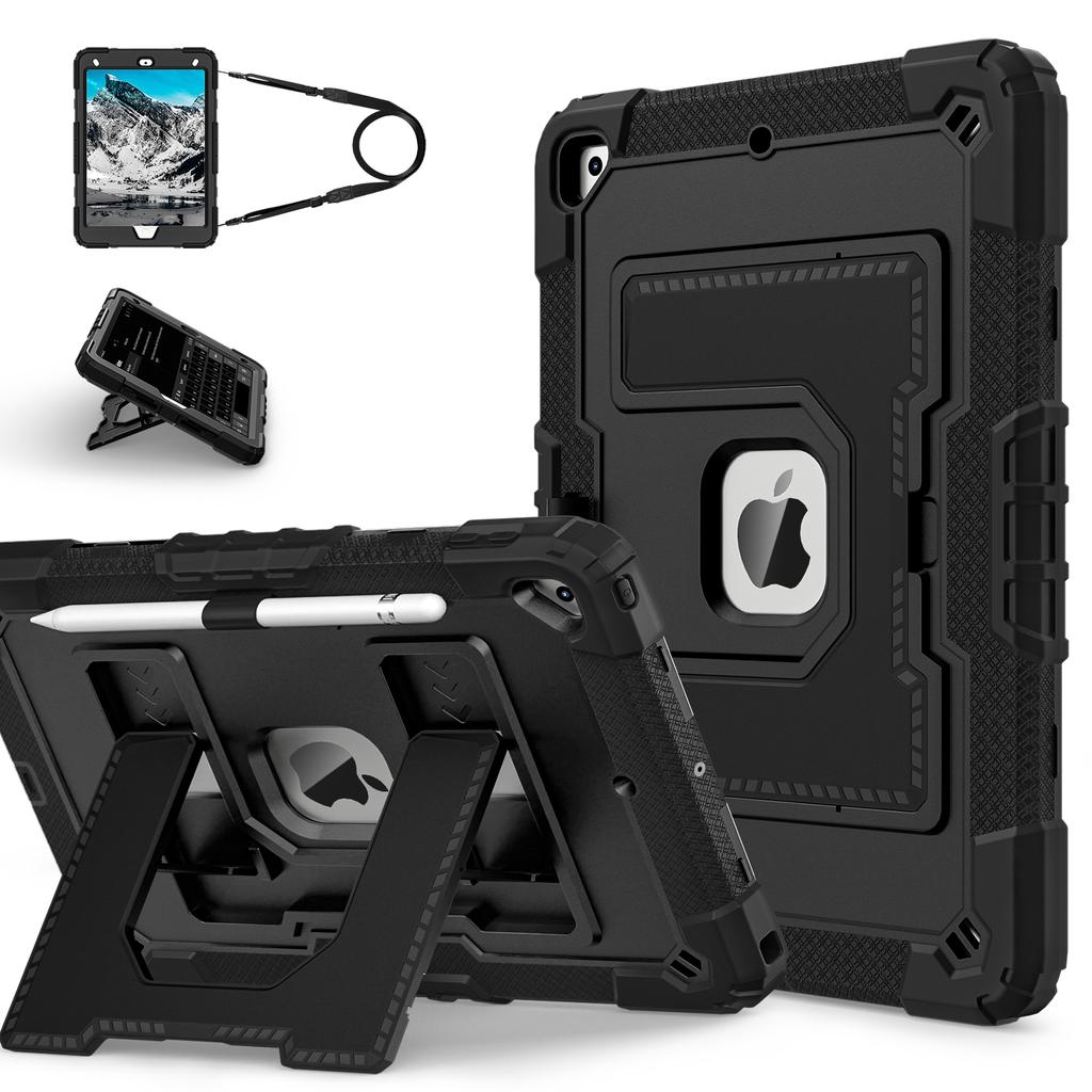 Rugged Heavy Duty Case for iPad 7th 8th 9th Gen 10.2" Display Shockproof Durable Case with Kickstand Crossbody Strap Pen Holder