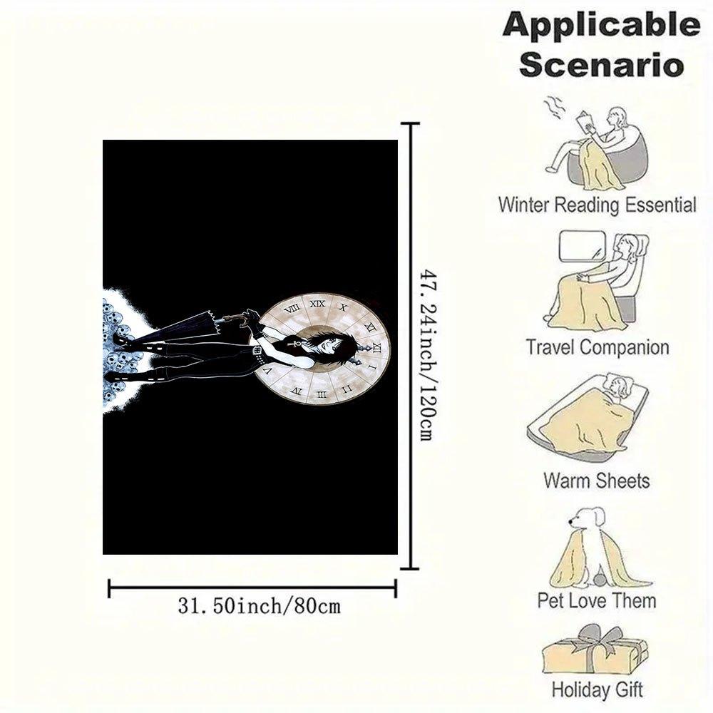 Timeless Elegance: Gothic Clock Wall ArtBlanket Flannel Throw Blanket for Sofa, Bed, Travel, Camping, Office, Couch, Chair