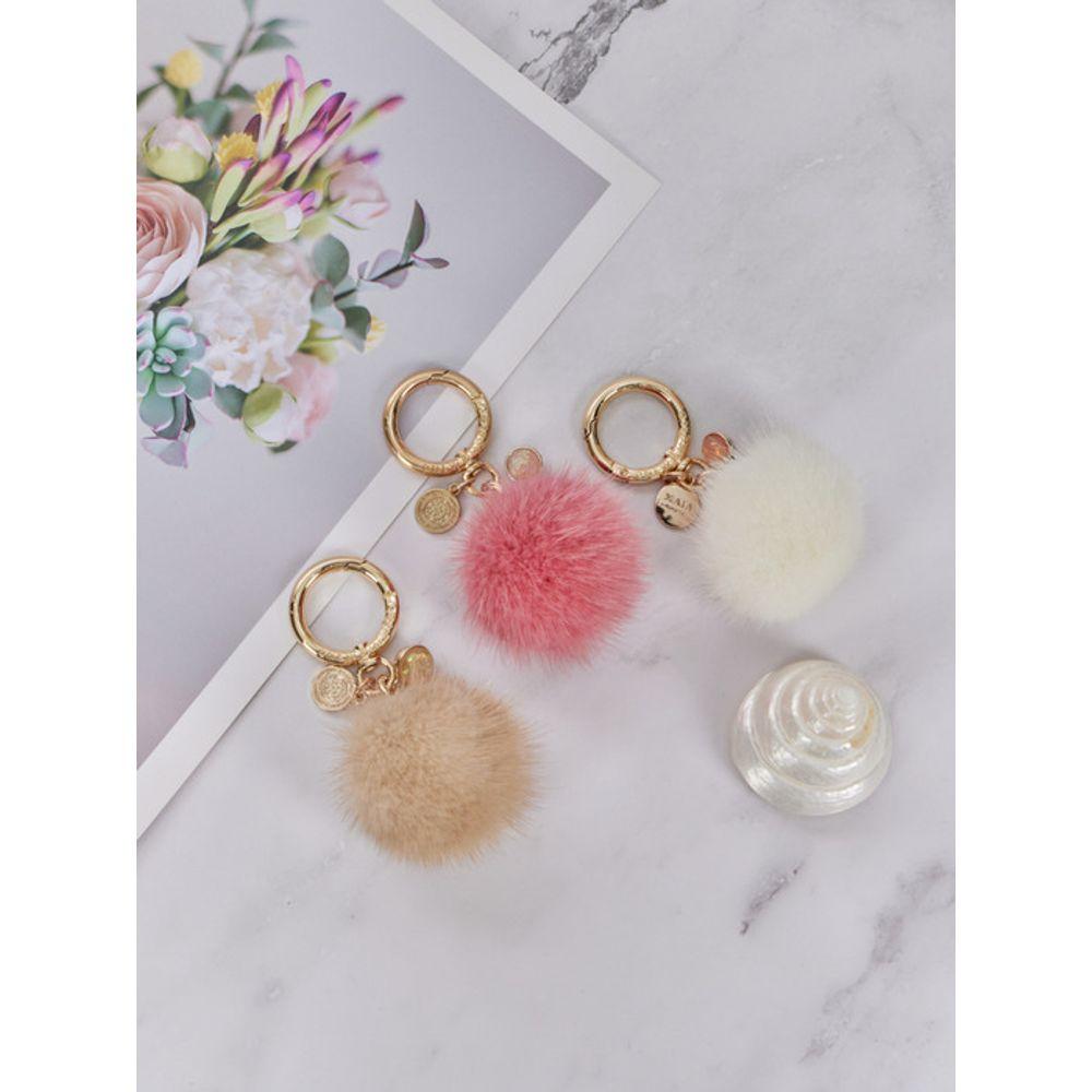 MAIA Mink Fur Keychain & Charm - D Pink