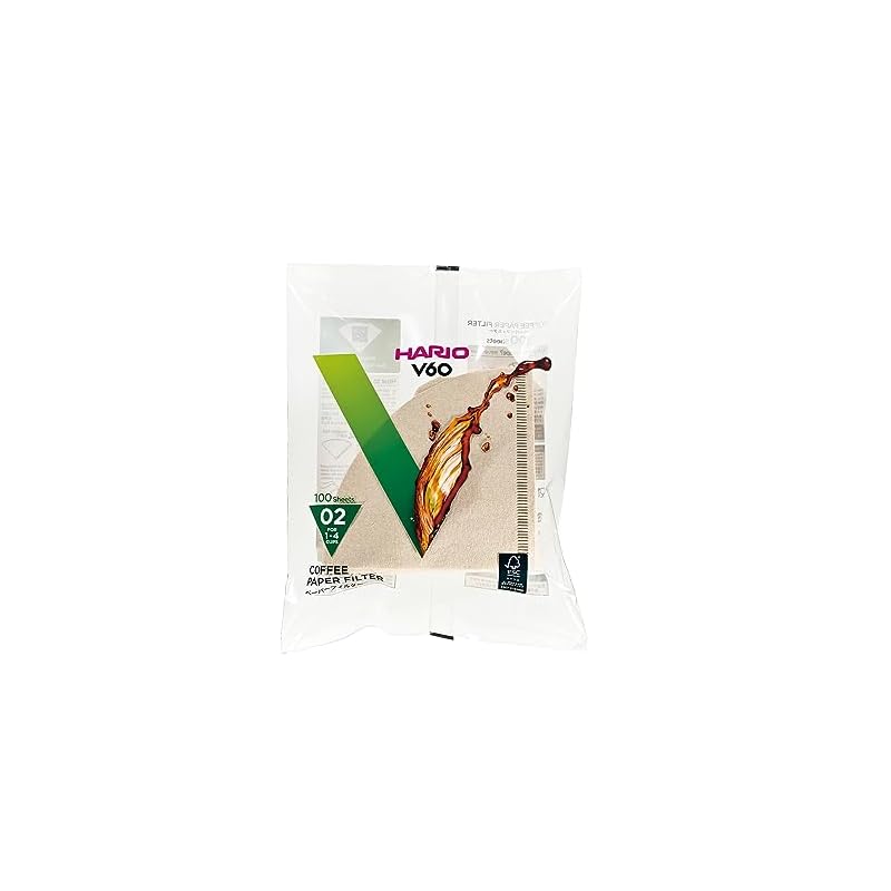 HARIO V60 Paper Filters 02 W Brown, for 1-4 cups, 100 filters per pack, Made in Japan (VCF-02-100M)