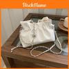Pu Bucket Bag For Women With Wrinkled Design And Chain Strap For Daily Casual Use
