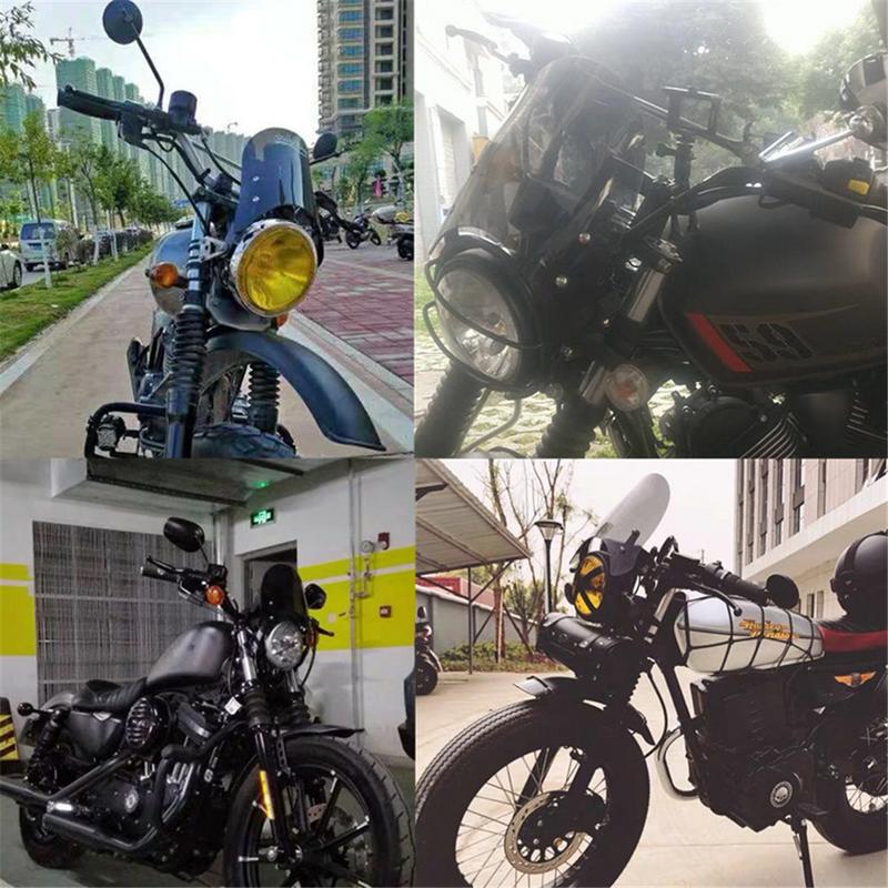 Motorcycle Windshield Airflow Adjustable Windscreen Wind Deflector For 5-7 Inch Headlights Universal Moto Accessories