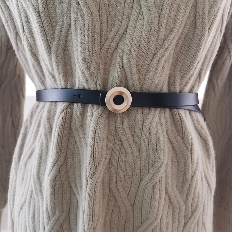 Women Stylish Leather Belt Jeans Trousers Alloy Fastener Trendy Look Decoration