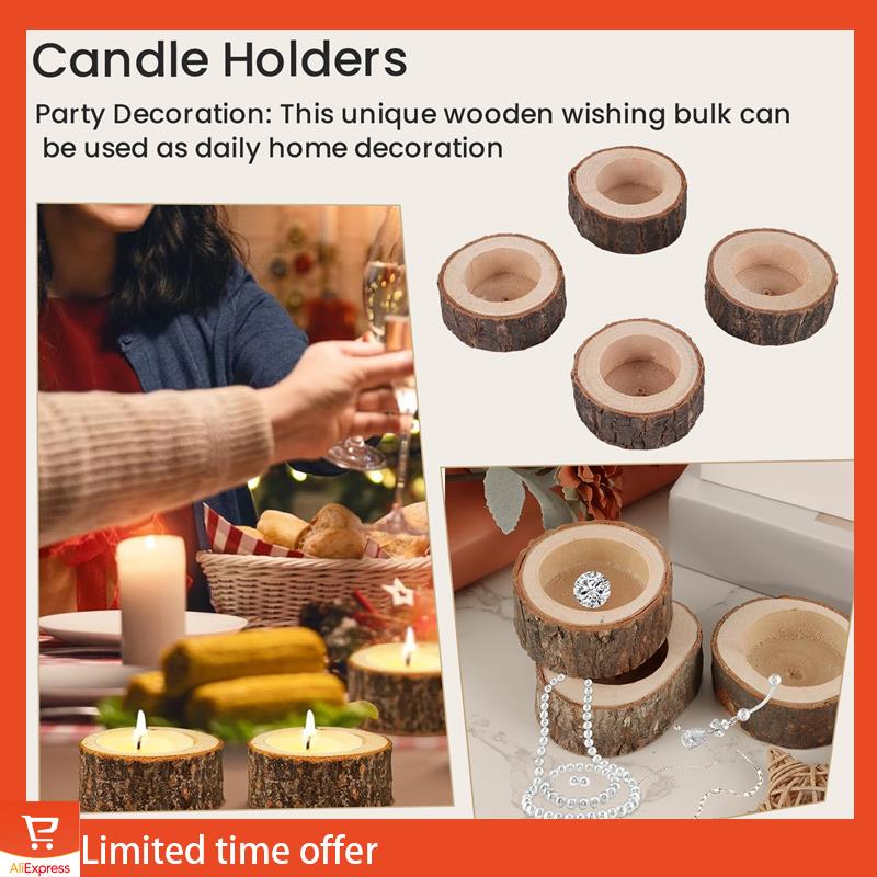 Fresh 24Pcs Wooden Candle Holder,Votive Tealight Holder For Wedding Party For Table,Birthday Christmas Party Home Decor