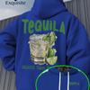 Men's Hooded Sweatshirt with Tequila and Lime Cocktail Print for Autumn/winter, Comfortable and Loose-fitting, Urban Style.