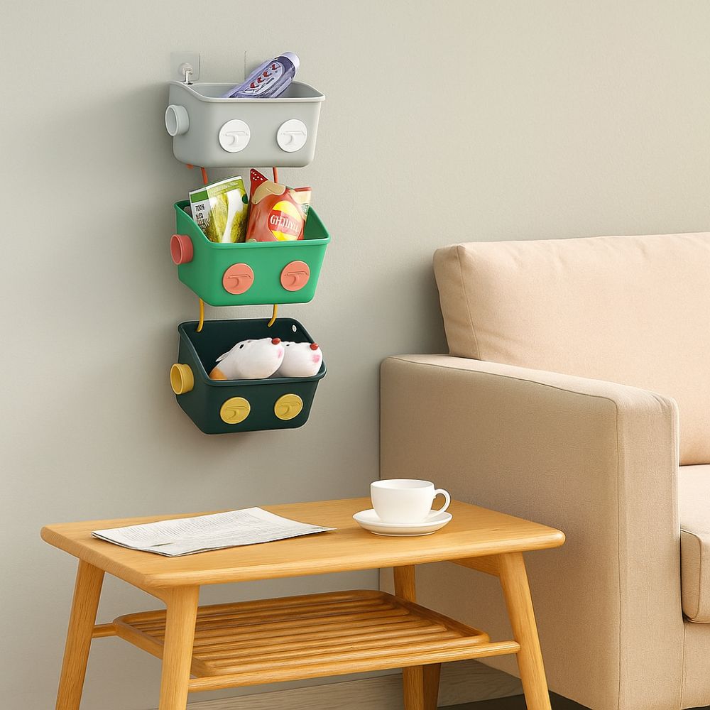 Wall-mounted Bathroom Storage Rack Traceless Snack Storage Basket Bathroom Hanging Basket  Home Use