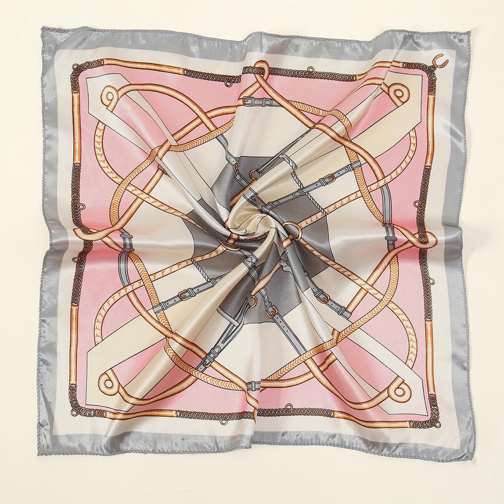 50*50cm Small Size Square Scarf Hijab Women Silk Feeling Satin Hair Wraps Luxury Printed Neckerchief Fashion Bag Accessories