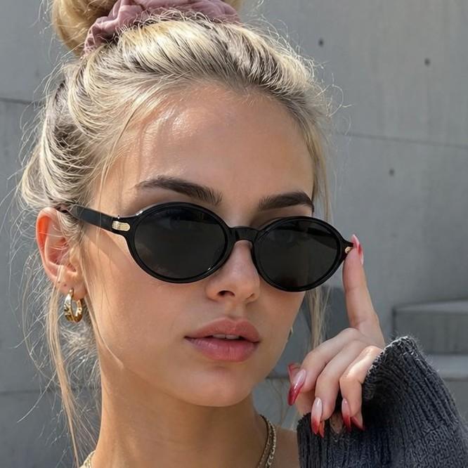 New retro European and American oval frame sunglasses women's personalized street photography Internet celebrity glasses men's sunshade sunglasses